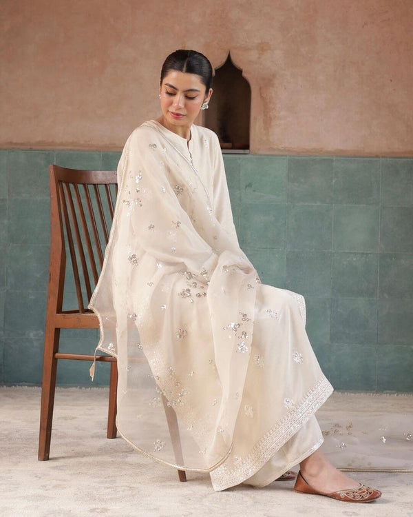 Noor-e-Eid / Ivory | Stitched- 3 Piece