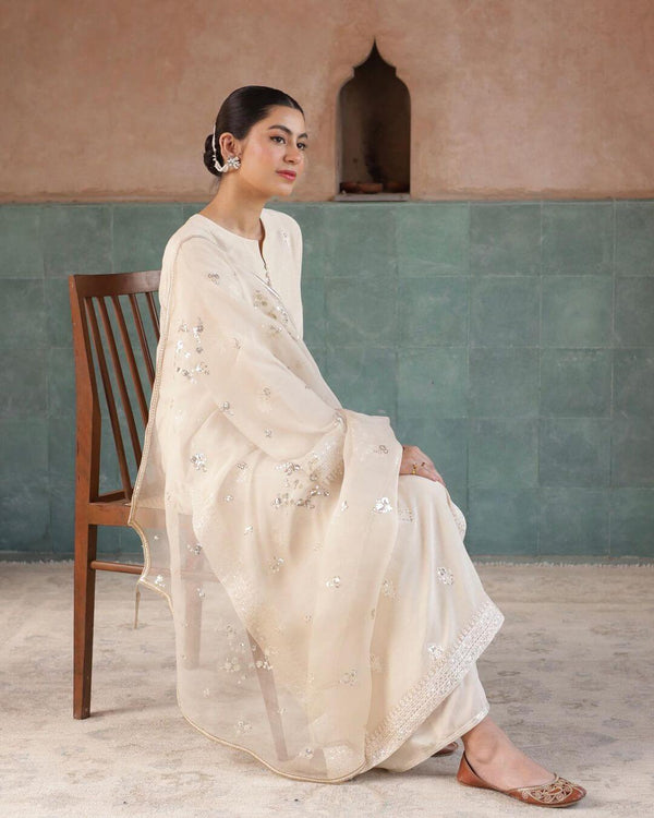 Noor-e-Eid / Ivory | Stitched- 3 Piece